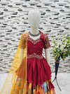 OC 197 Heavy Chinon With Embroidery Siqunce Work With Dori  Girls Wear Kids Kediya Style Lahenga With Dupatta Wholesale In India
